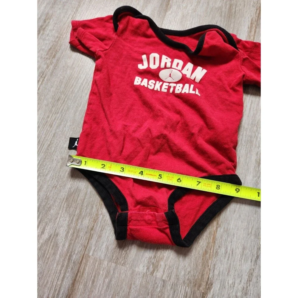 Jordan Air Jumpman Basketball Baby One Piece Red Black Snap Sz 6-9 Months GUC